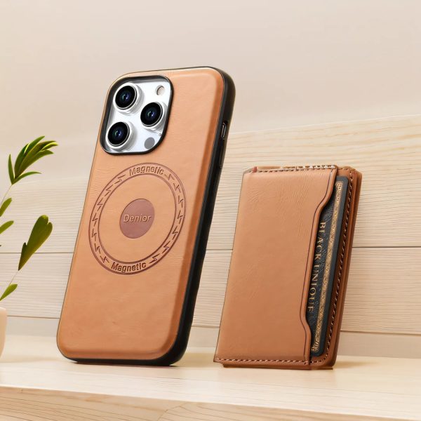 2in1 Magnetic Magsafe Card Holder Luxury Cowhide Leather Phone Case For iPhone 12 13 14 15 Pro Max 15Plus Removable Wallet Cover