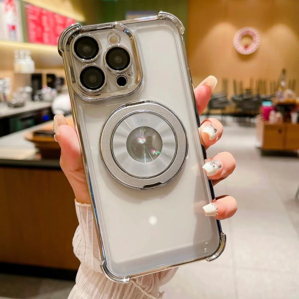 360°Rotating Stand Magnetic Transparent Phone Case For iPhone 12 13 11 14 15Pro Max Plating Lens Film Protection Anti-fall Cover - Image 10