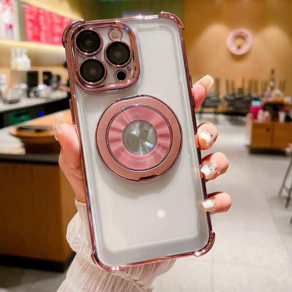 360°Rotating Stand Magnetic Transparent Phone Case For iPhone 12 13 11 14 15Pro Max Plating Lens Film Protection Anti-fall Cover - Image 9