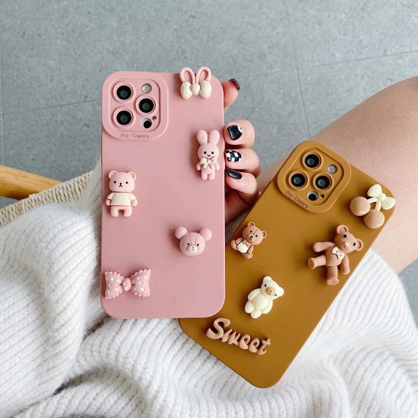 3D Bears Phone Cases for iPhone 11 12 13 14 15 Pro Max Soft Silicon Back Cover Case for iPhone X XR XS Max 7 8 6 6s Plus Se 2020