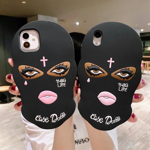 3D Mask Dolls soft case for iphone 15 14 Pro 13 12 11 Pro MAX 7 8 plus X XR Se Girl Tear Jesus cross Goon Thug Life cover Girl