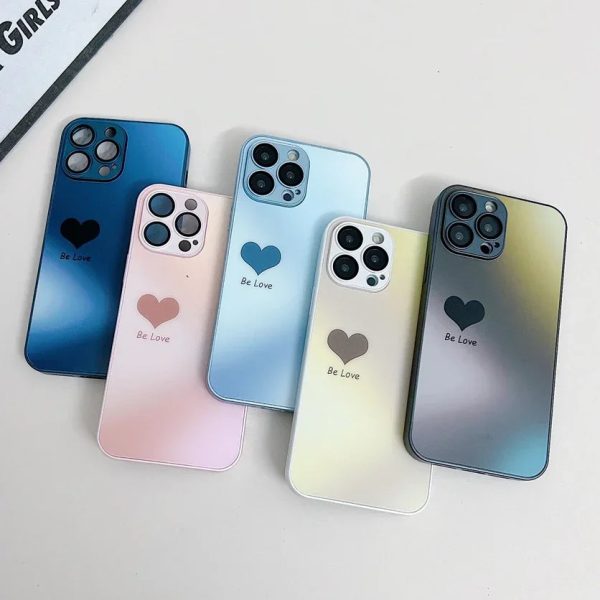 AG Nano Matte Fashion Love Heart Logo Phone Case for iPhone 15 14 13 12 11 Pro Max 15 Plus Gradient Laser Shockproof Hard Cover - Image 6