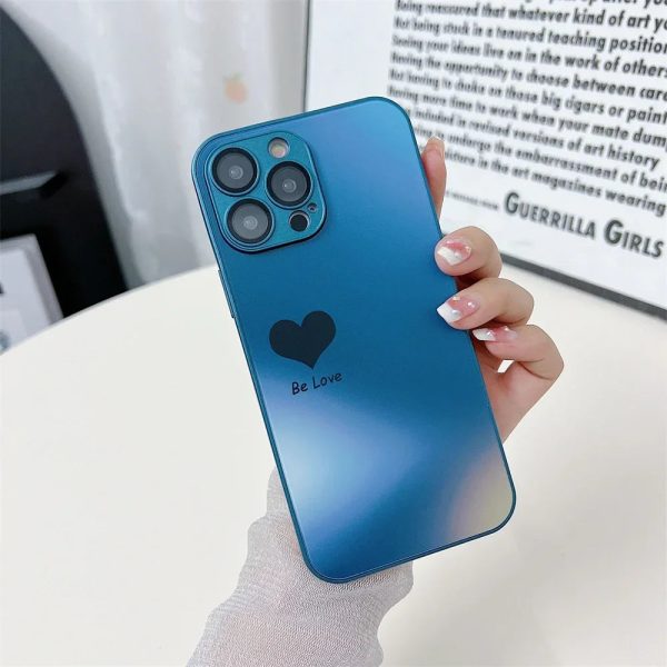 AG Nano Matte Fashion Love Heart Logo Phone Case for iPhone 15 14 13 12 11 Pro Max 15 Plus Gradient Laser Shockproof Hard Cover - Image 8