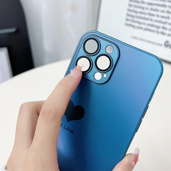 AG Nano Matte Fashion Love Heart Logo Phone Case for iPhone 15 14 13 12 11 Pro Max 15 Plus Gradient Laser Shockproof Hard Cover - Image 4