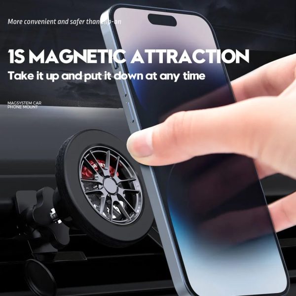 Caliper Hub Tire Magnetic Car Phone Holder For iPhone 14 12 13 15 Pro Max Mini Plus Magsafe Car Metal Bracket Vent Stable Clip - Image 3