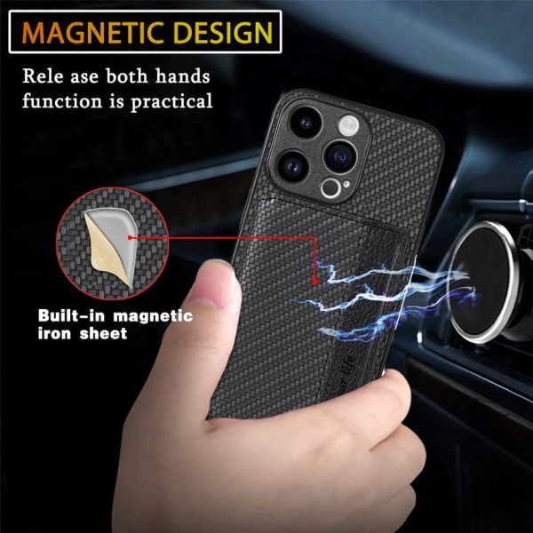 Carbon Fiber Case For Redmi Note 11 11E 12 Pro Plus 11S 11T 12Turbo 2in1 Magnetic Card Bag Photo Frame Back Cover - Image 3