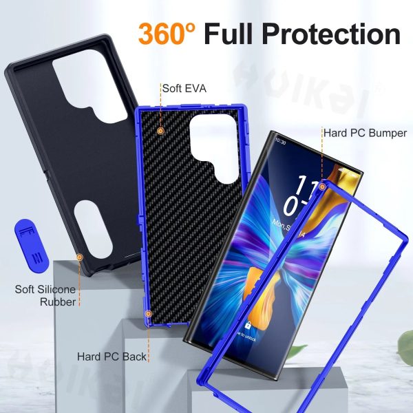 Case For Samsung Galaxy S24 Ultra S23 Ultra S22 Ultra 3 in 1 Shockproof Heavy Duty Anti-Scratch Rugged Protective Kickstand Cove - Image 2