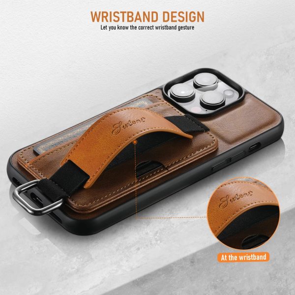 Case for iPhone 12 13 11 14 15 Pro Max 15Plus XS XR PU Luxury Leather Wristband Bank Card Holder Bracket Cover Lanyard TPU Shell - Image 6