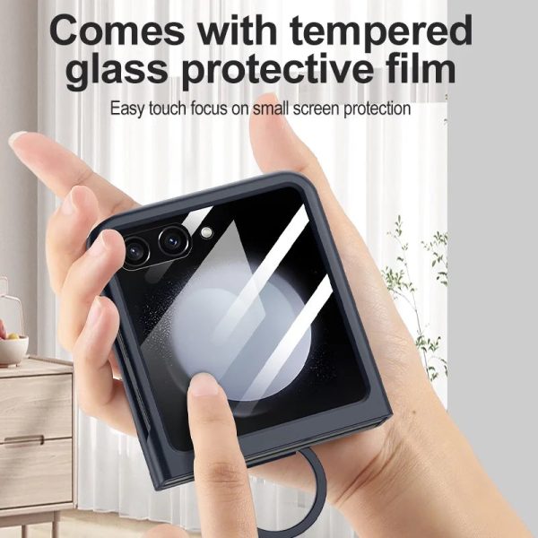 Case with Screen Tempered Glass Protector Ring For Samsung Galaxy Z Flip 5 - Image 4