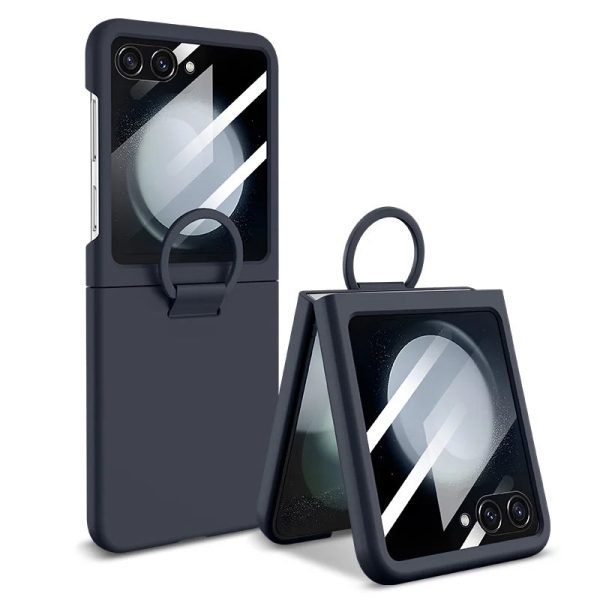 Case with Screen Tempered Glass Protector Ring For Samsung Galaxy Z Flip 5 - Image 9