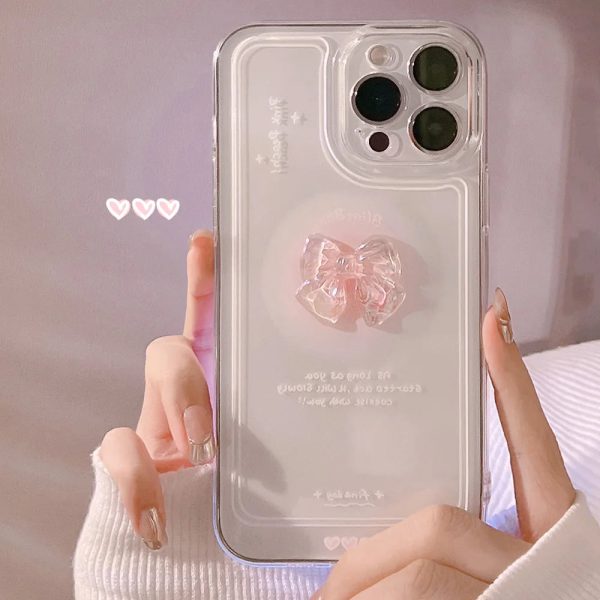 Colored Transparent Crystal Bow Phone Case For Iphone15 14 13 12 11 ProMax X XR XSMAX 78Plus Silica Gel TPU Fashion New Products