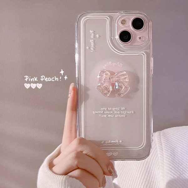 Colored Transparent Crystal Bow Phone Case For Iphone15 14 13 12 11 ProMax X XR XSMAX 78Plus Silica Gel TPU Fashion New Products - Image 2