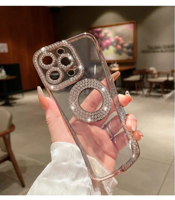 Electroplated Transparent Case For iPhone 11 12 13 14 15 Pro Max Plus Hollow Out Glitter Bumper Soft Rhinestone Cover - Image 4