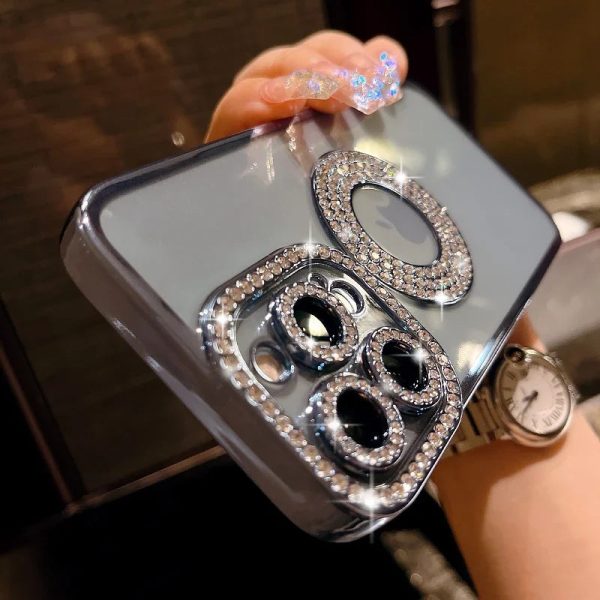 Electroplated Transparent Case For iPhone 11 12 13 14 15 Pro Max Plus Hollow Out Glitter Bumper Soft Rhinestone Cover - Image 6