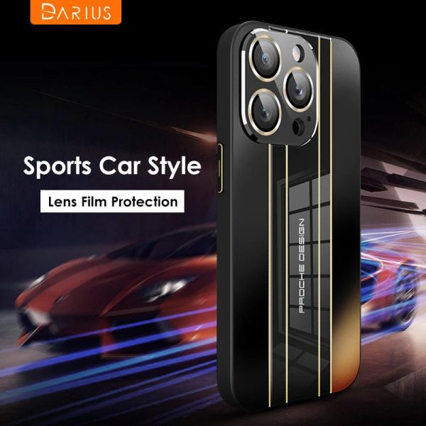 Fashion Sports Car Style Phone Case For iPhone 11 12 13 14 Pro Max 14Plus Glass Lens Film Protection Business Shockproof Cover