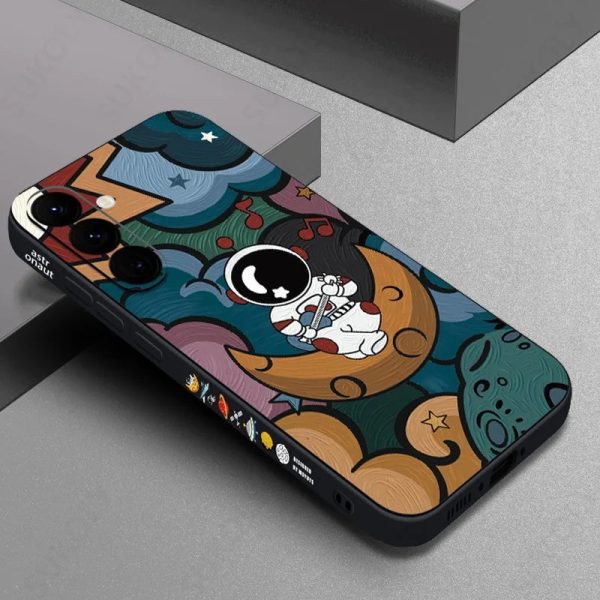 For Samsung Galaxy S24 Ultra S23 S21 FE Case Astronaut Pattern ShockProof Painted Soft Phone Cover For Samsung Galaxy A53 A54