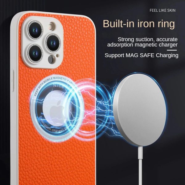 Glass Metal Flash Drilling Lens Protection PU Leather Magnetic Case For Iphone 11 13 12 14 Pro Max 14Plus 14Pro Shockproof Cover - Image 2