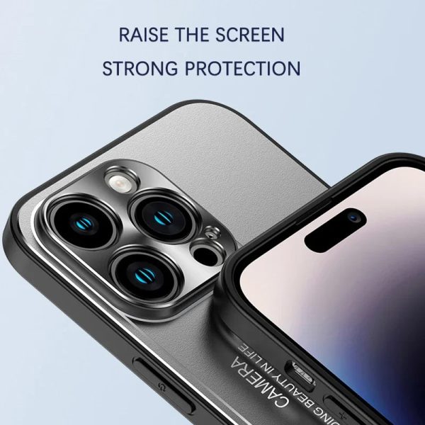 Hidden Stand Metal Phone Case For IPhone 13 14 15 Pro Max Plus Soft Frame Lens Protector Shockproof  Bracket Aluminum Back Cover - Image 6