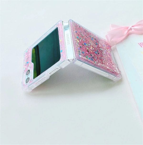 Korean Luxury Glitter Bling Pink Sequin Shockproof Case for Samsung Galaxy Z Flip 5 Z Flip5 Zflip5 Back Cover Funda - Image 5