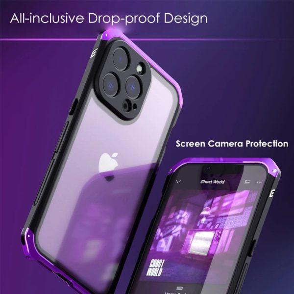 Luxury Aluminum Silicone Frame Transparent Glass Back Case For iPhone 13 11 14 Pro Max 14Plus XS XR 7 8 Plus Metal Clear Cover - Image 4