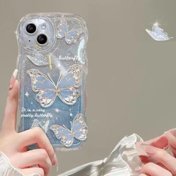 Luxury Butterfly Glitter Clear Soft Case For iPhone 15 14 13 12 11 Pro Max XR XS X 7 8 Plus Hang Chain Lanyard Silicone Cover - Image 8