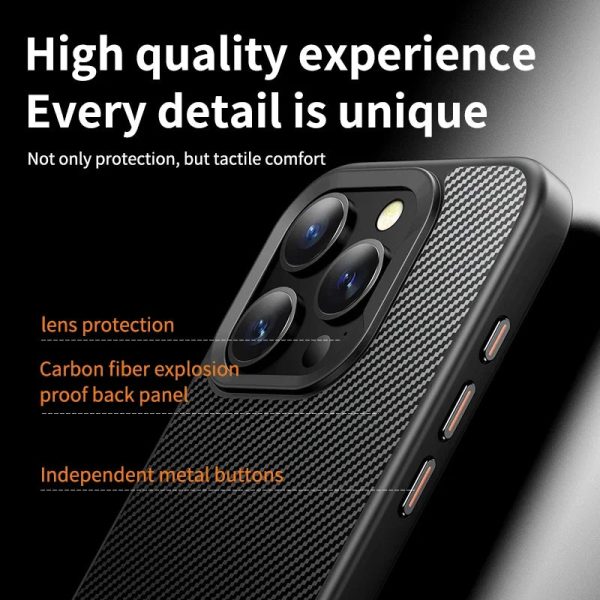 Luxury Carbon Fiber Texture Magsafe Magnetic Phone Case for IPhone 12 13 14 15 Pro Max 15Plus with Lens Film Protection Cover - Image 4