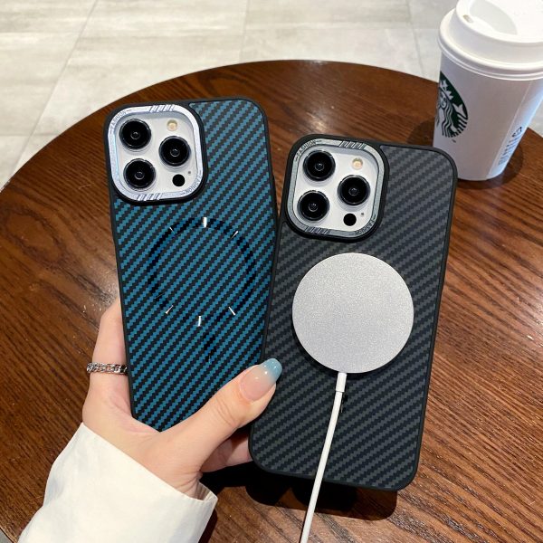 Luxury Magnetic Carbon Fiber Texture Phone Case For iPhone 14 12 11 13 15 Pro Max For Magsafe Wireless Charging Shockproof Cover - Image 5