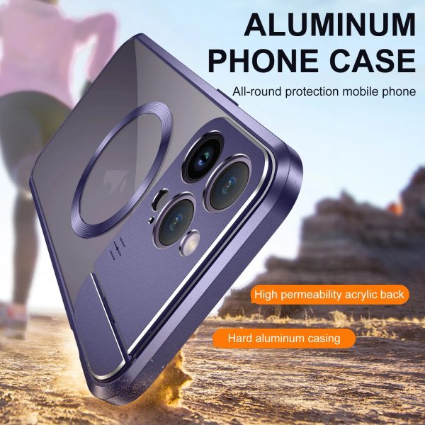 Luxury Magsafe Magnetic Metal Stand Phone Case For iPhone 13 14 15Pro Max Metal Lens Holder Shell Aromatherapy Transparent Cover - Image 5