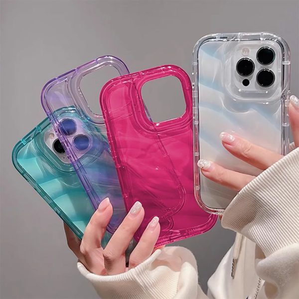 Luxury Water Wavy Pattern Case For Iphone 11 15 Pro Max Cover Iphone 14 13 Pro Max XR 7 8 Plus X Xs SE 6s14Promax Silicon Funda