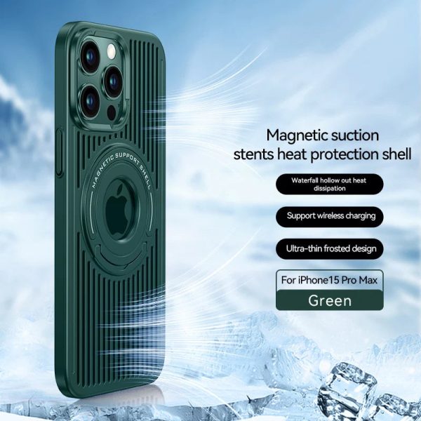 Magnetic Hidden Stand Cooling Phone Case For iphone 12 13 14 15 Pro Max With Ring Holder Shell For Samsung S23 Plus Ultra Cover - Image 11