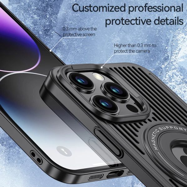 Magnetic Hidden Stand Cooling Phone Case For iphone 12 13 14 15 Pro Max With Ring Holder Shell For Samsung S23 Plus Ultra Cover - Image 5