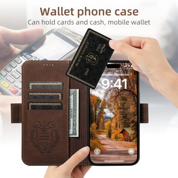 Magnetic Leather Card Holder Clamshell Phone Case For iPhone 12 13 14 15 Pro Max Plus Wallet Cover For Magsafe Wireless Charging - Image 3