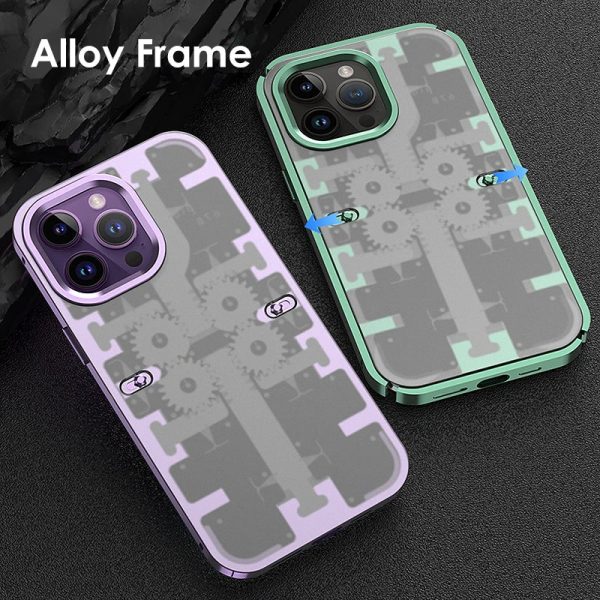 Mechanical Gear Luxury Alloy Metal Frame Case For iphone 12 13 14 Pro Max 14Pro Frosted Shockproof Anti-fingerprint Back Cover - Image 5