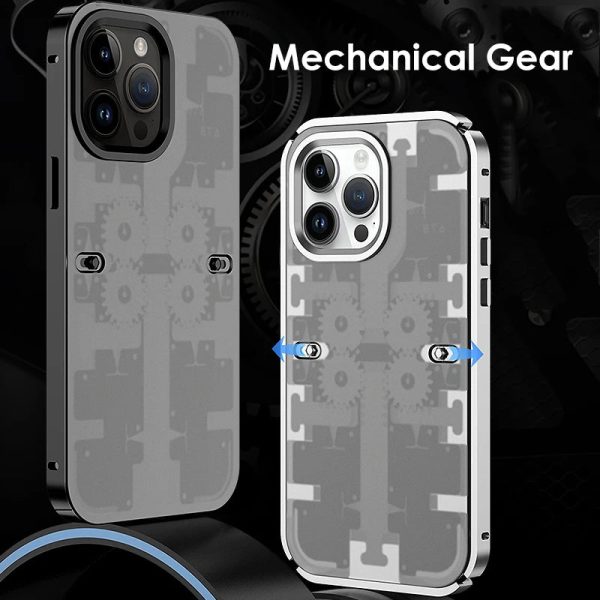 Mechanical Gear Luxury Alloy Metal Frame Case For iphone 12 13 14 Pro Max 14Pro Frosted Shockproof Anti-fingerprint Back Cover - Image 6