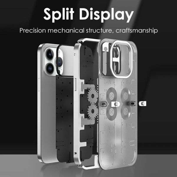 Mechanical Gear Phone Case For iphone 12 13 14 Pro Max Luxury Alloy Metal Frame Frosted Shockproof Cover For IPHON 14Pro 13Pro - Image 4