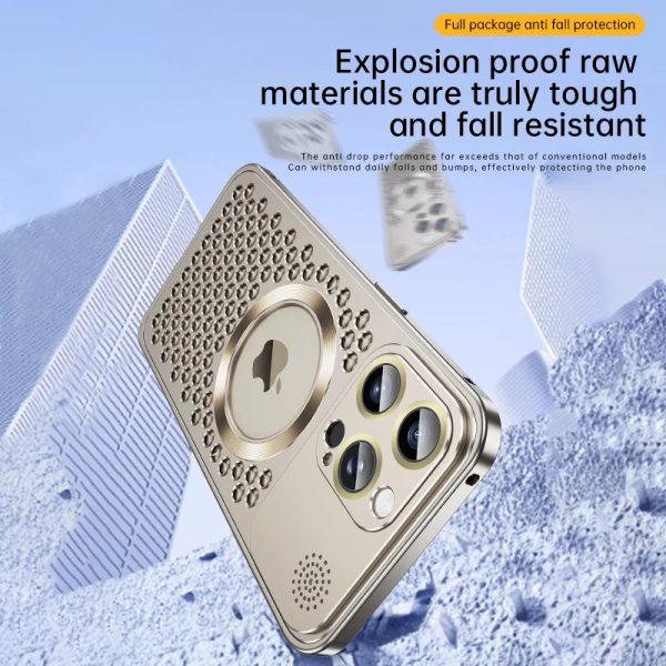 Metal Heat Dissipation Magsafe Magnetic Phone Case For iPhone 15 13 12 14 Pro Max 14Plus Lens Film Aromatherapy Removable Cover - Image 3