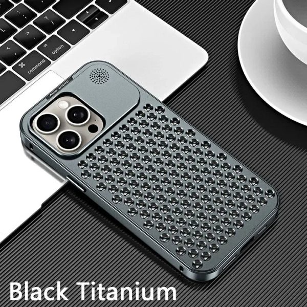 Metal Hollow Cooling Phone Case For iPhone 14 12 13 15 Pro Max 15Plus Aluminum Heat Dissipation Aroma Diffuser Detachable Cover - Image 8