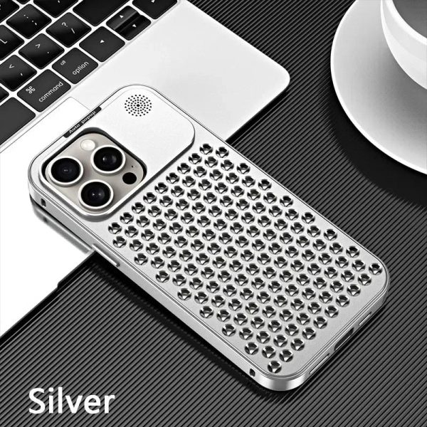 Metal Hollow Cooling Phone Case For iPhone 14 12 13 15 Pro Max 15Plus Aluminum Heat Dissipation Aroma Diffuser Detachable Cover - Image 9