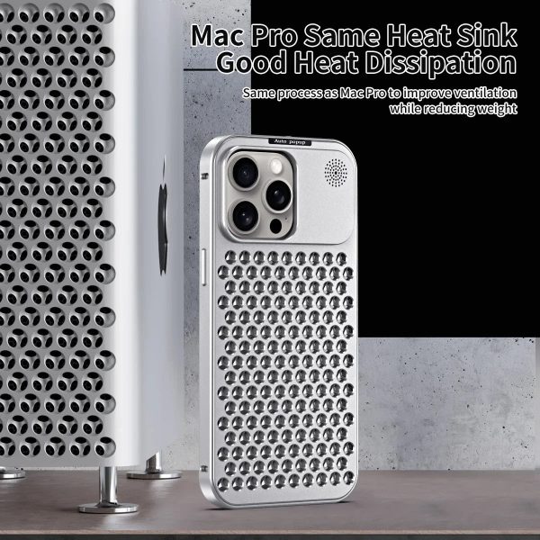 Metal Hollow Cooling Phone Case For iPhone 14 12 13 15 Pro Max 15Plus Aluminum Heat Dissipation Aroma Diffuser Detachable Cover - Image 3