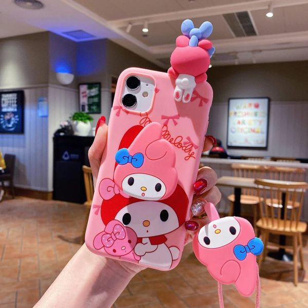 My Melody Hello Kitty For iPhone 6 6s 7 8 X Xs Max XR 11 12 13 14 15 Pro SE Max Case TPU Soft Phone Case With Holder Strap Rope - Image 13