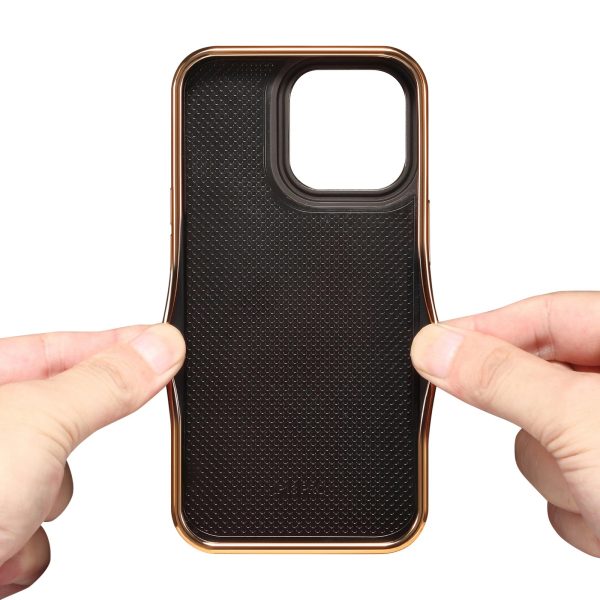 Electroplated Frame Genuine Leather Phone Case For IPhone 11 12 13 14 Pro Max - Image 10