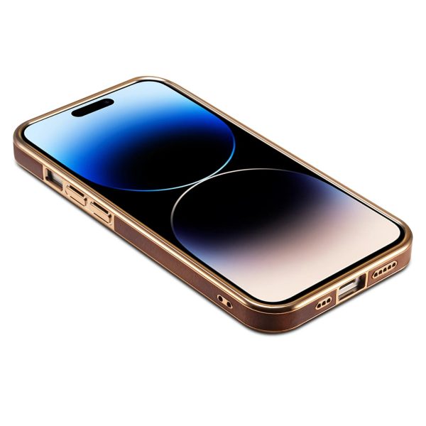 Electroplated Frame Genuine Leather Phone Case For IPhone 11 12 13 14 Pro Max - Image 8