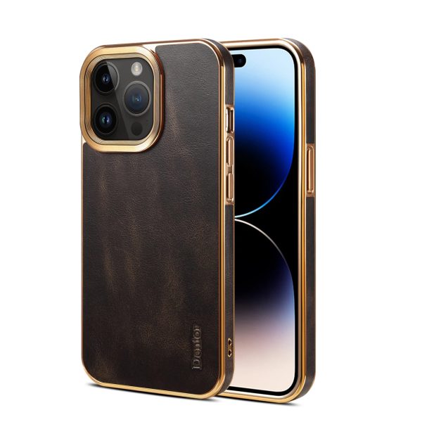 Electroplated Frame Genuine Leather Phone Case For IPhone 11 12 13 14 Pro Max - Image 5