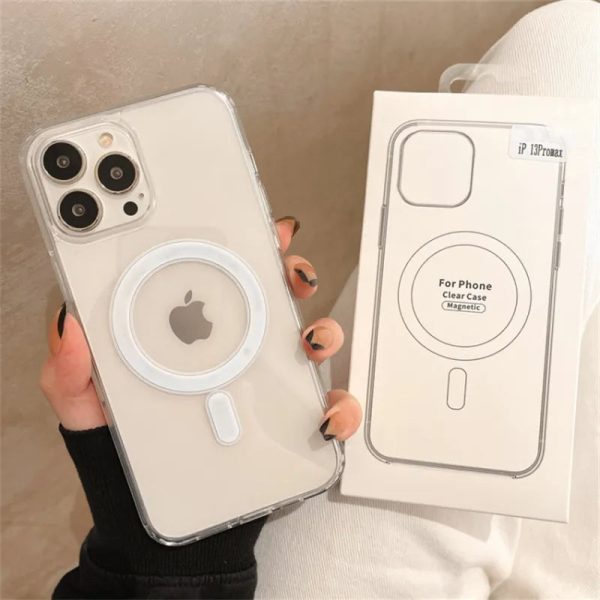 Original Clear Magsafe Magnetic Wireless Charging Animation Case For iPhone 15 14 13 12 11 Plus Mini Pro Max X XS XR 7 8 Cover - Image 2