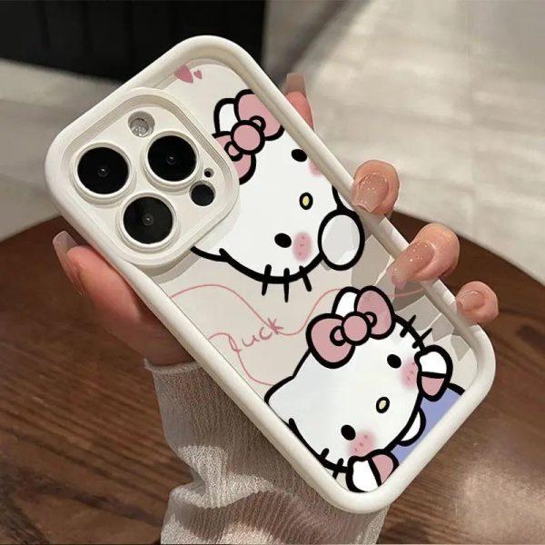 Original Sanrio Hello Kitty  Liquid Silicone Cases For iPhone 15 14 13 11 12 Pro Max XS XR 8 Plus Cute Soft Shockproof Cover Y2K