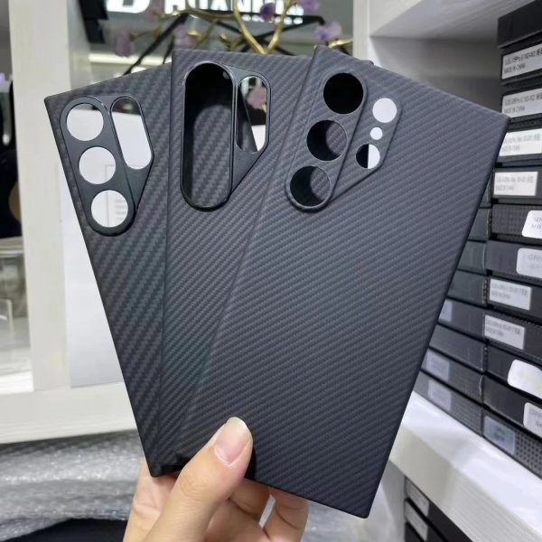 Real Carbon Fiber Case for Samsung Galaxy S24 Ultra Thin Aramid Fiber Cover for Samsung S24 Plus Case Luxury Forging Bright