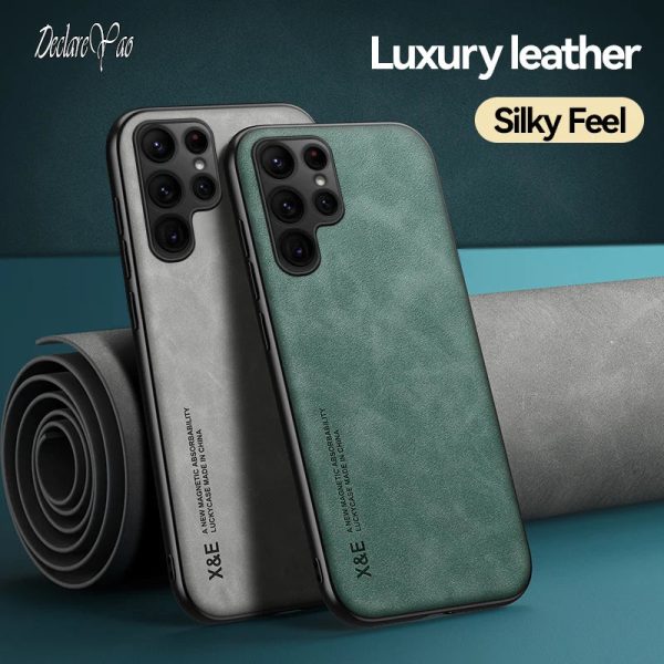 S20 S21 FE Cases Metal Slim Coque For Samsung Galaxy S20 S21 S22 S23 Ultra Case Covers Hard Leather Back Cover S8 S9 S10 Plus