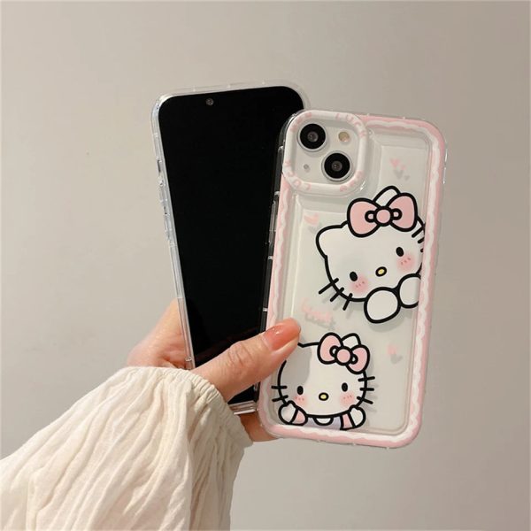 Sanrio Ins Hello Kitty Edge Phone Cases For Iphone 15 14 13 11 12 Pro Max XR XS 7 8 Plus Y2k Girl Clear Silicone Anti-fall Cover - Image 5