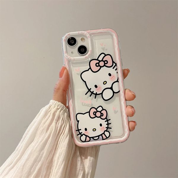 Sanrio Ins Hello Kitty Edge Phone Cases For Iphone 15 14 13 11 12 Pro Max XR XS 7 8 Plus Y2k Girl Clear Silicone Anti-fall Cover - Image 4