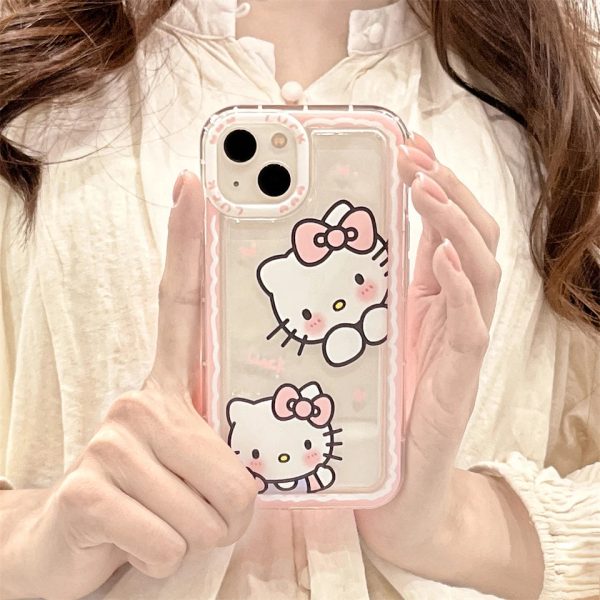 Sanrio Ins Hello Kitty Edge Phone Cases For Iphone 15 14 13 11 12 Pro Max XR XS 7 8 Plus Y2k Girl Clear Silicone Anti-fall Cover - Image 3